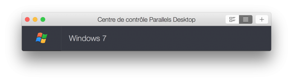 Centre de contrôle de Parrallels Desktop